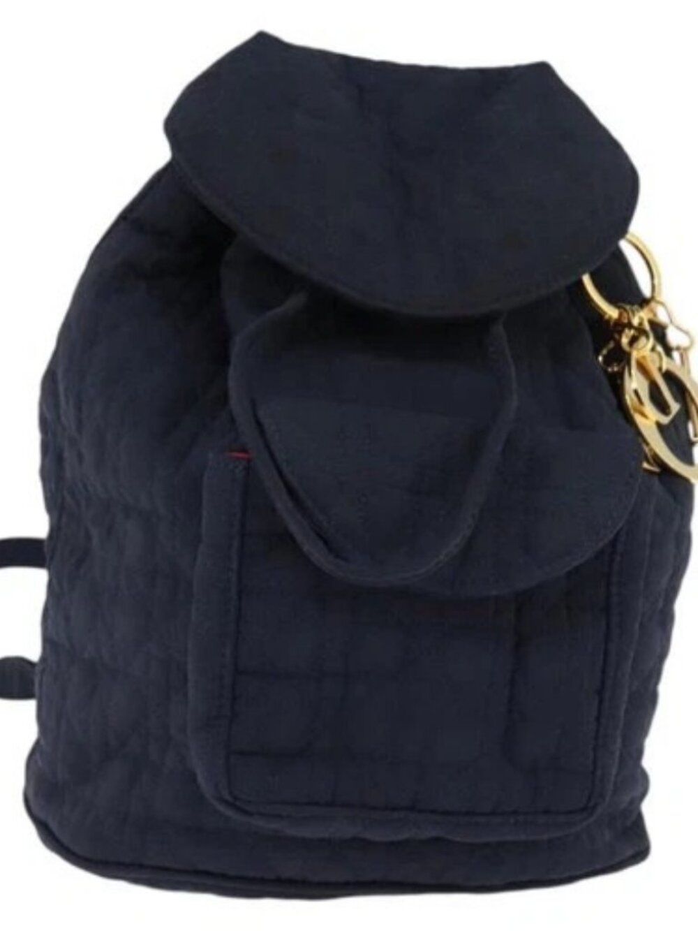 Christian Dior Canage Backpack Nylon Navy Gold Auth 146576